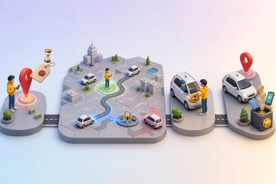 Illustration of Cab booking end to end (Uber & Ola)